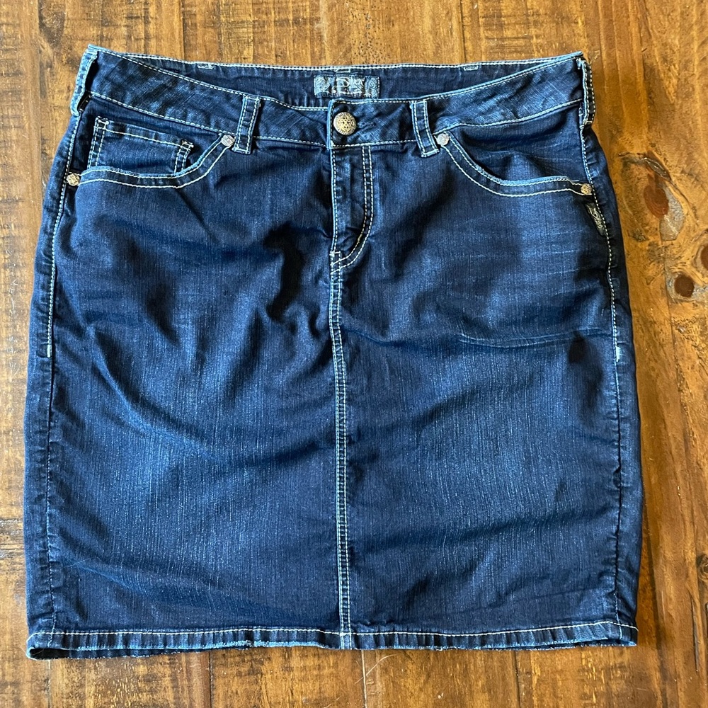 Silver Denim Mini Skirt - “Zoey” size 18